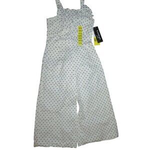 BOGO BEBE adorable white polka dot jumper jumpsuit little girls small 7/8